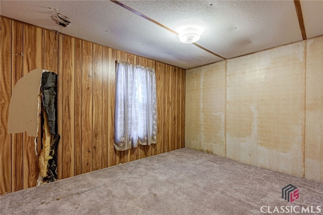 1200 Burr Harris Rd, Watkinsville, GA 30677 - carpeted empty room with wood walls and a textured ceiling