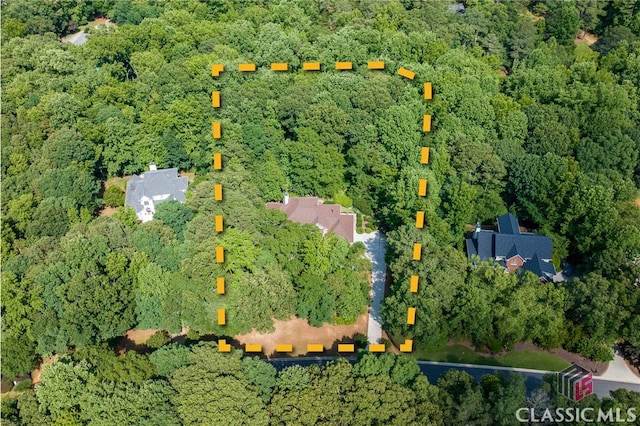 1181 Knob Creek Dr, Athens, GA 30606 - aerial overview of property's location with a heavily wooded area and property parcel outlined