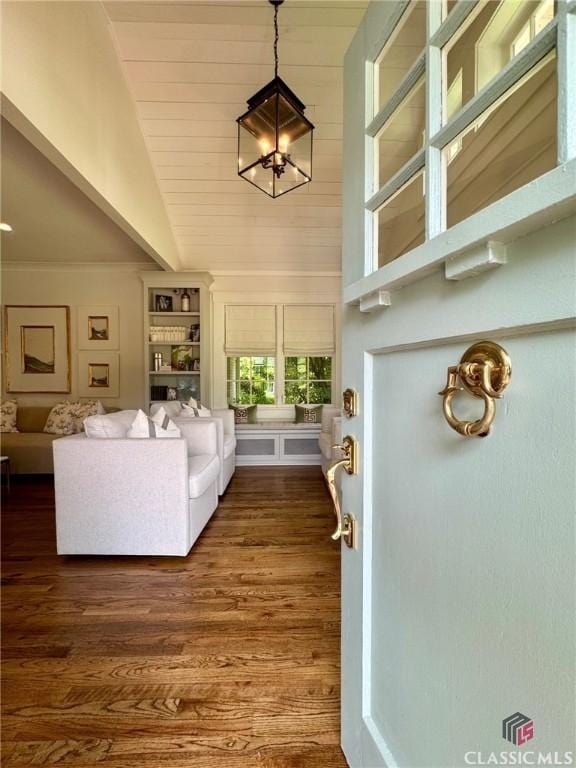 125 Woodland Way, Athens, GA 30606 - living area with a chandelier, dark wood-type flooring, and high vaulted ceiling