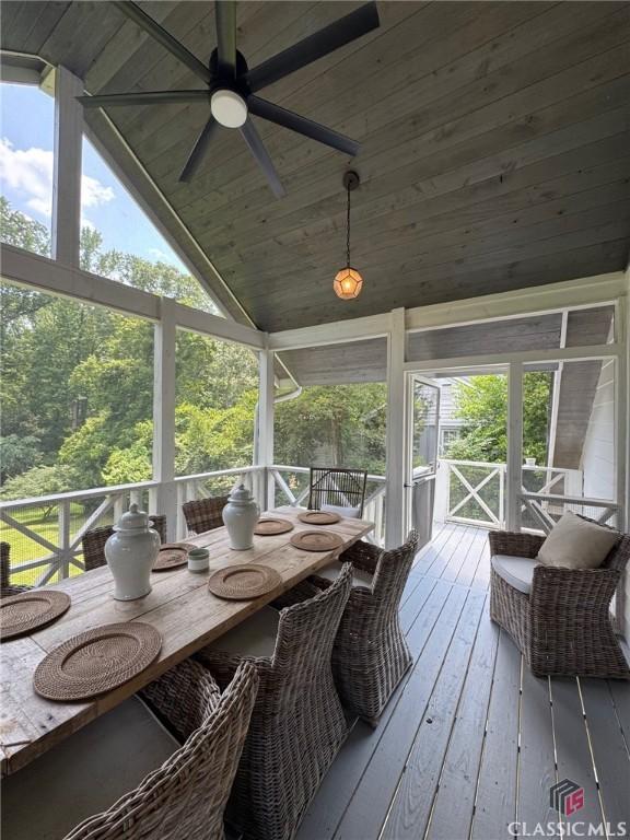 125 Woodland Way, Athens, GA 30606 - deck featuring ceiling fan and outdoor dining area