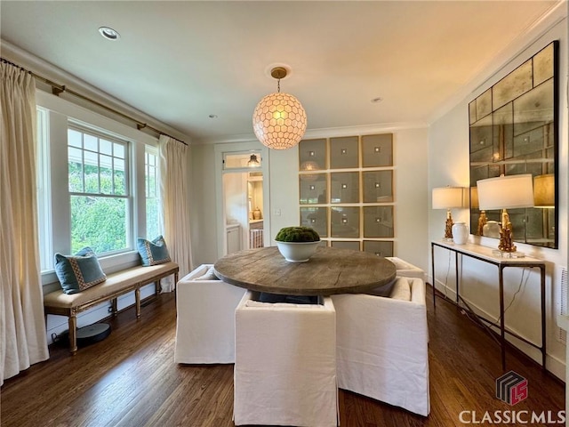 125 Woodland Way, Athens, GA 30606 - dining space with dark wood finished floors and crown molding