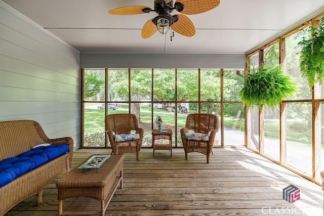 226 Baker St, Statham, GA 30666 - sunroom with a ceiling fan and outdoor lounge area
