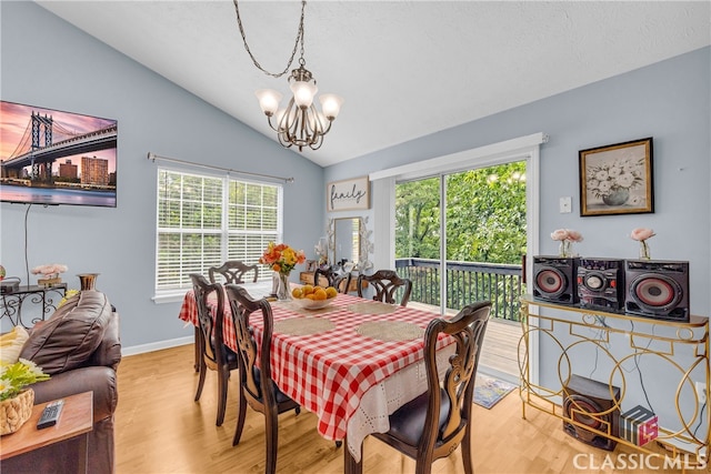 5480 Apache Trl, Gainesville, GA 30506 - dining space with a chandelier, lofted ceiling, and wood finished floors