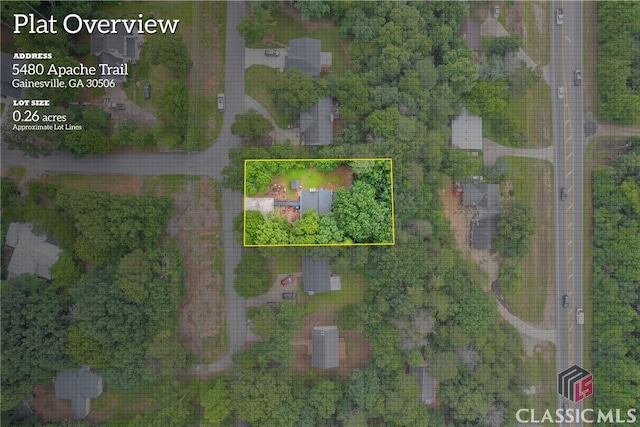 5480 Apache Trl, Gainesville, GA 30506 - aerial overview of property's location with property boundaries highlighted