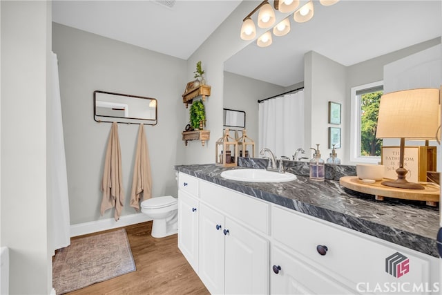 120 Peach Ln, Royston, GA 30662 - bathroom featuring wood finished floors, vanity, and curtained shower