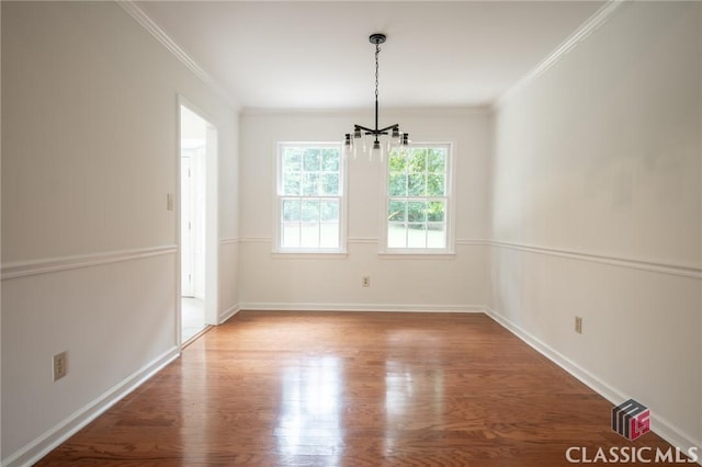 170 Chadds Walk, Athens, GA 30606 - unfurnished dining area with a chandelier, wood finished floors, and ornamental molding