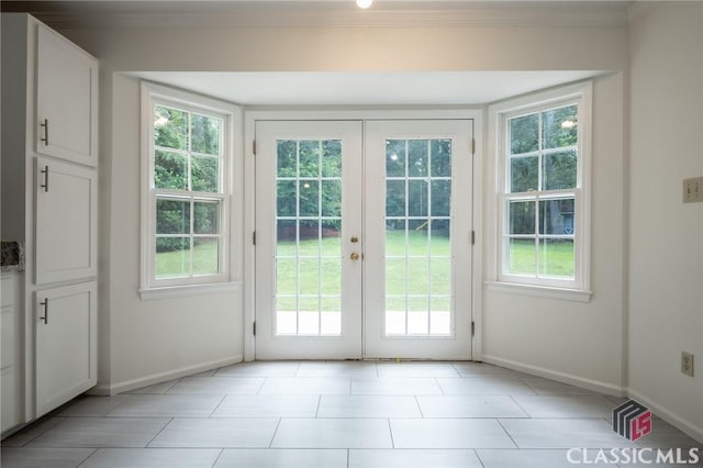 170 Chadds Walk, Athens, GA 30606 - doorway with french doors, healthy amount of natural light, crown molding, and light tile patterned floors