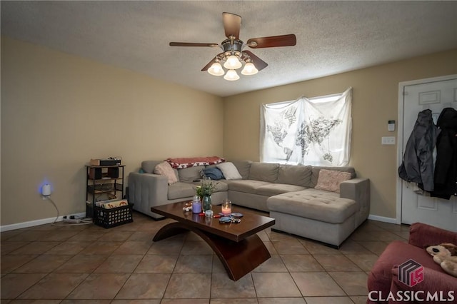 2165 S Milledge Ave Unit F4, Athens, GA 30605 - living area with a ceiling fan, light tile patterned floors, and a textured ceiling