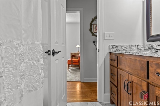 1233 Staplers Bridge Rd, Nicholson, GA 30565 - bathroom with vanity and marble finish flooring