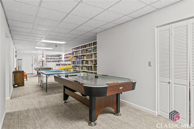 1233 Staplers Bridge Rd, Nicholson, GA 30565 - game room featuring carpet, billiards table, and a drop ceiling