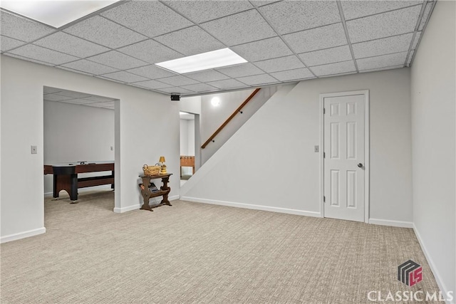 1233 Staplers Bridge Rd, Nicholson, GA 30565 - finished below grade area with carpet flooring, a paneled ceiling, and stairs