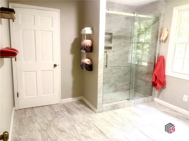 2181 Whippoorwill Rd, Bishop, GA 30621 - full bath with marble finish flooring and a marble finish shower