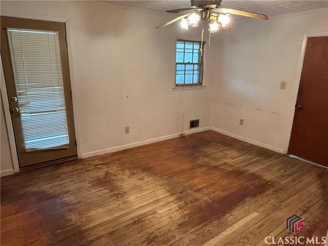 220 Swanson Dr W Unit 1, Athens, GA 30606 - unfurnished room with ceiling fan, wood finished floors, a textured ceiling, and crown molding