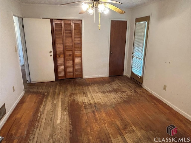 220 Swanson Dr W Unit 1, Athens, GA 30606 - unfurnished bedroom with wood-type flooring and a ceiling fan