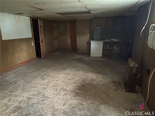 220 Swanson Dr W Unit 1, Athens, GA 30606 - basement featuring wood walls and a paneled ceiling