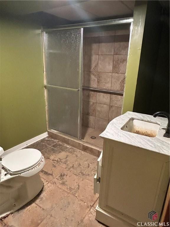 220 Swanson Dr W Unit 1, Athens, GA 30606 - bathroom with a stall shower, vanity, and stone finish flooring
