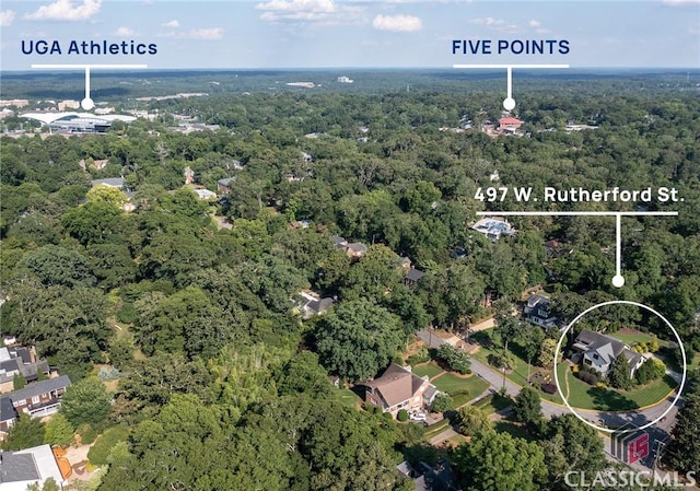 497 W Rutherford St, Athens, GA 30606 - aerial view of a heavily wooded area