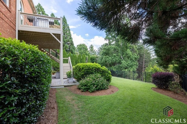 1232 Everton Pl, Cumming, GA 30041 - view of yard with stairs and a wooden deck
