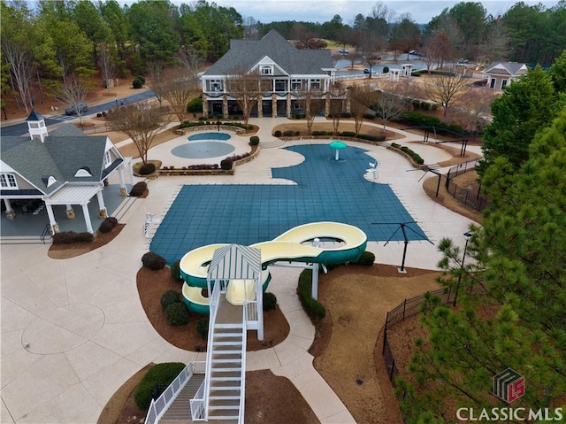 1232 Everton Pl, Cumming, GA 30041 - view of swimming pool with a hot tub and stairway