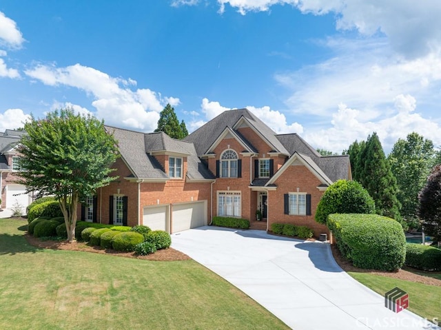 1232 Everton Pl, Cumming, GA 30041 - view of front of house with brick siding, driveway, and a front lawn