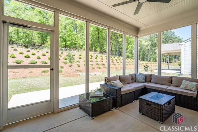 1260 Starboard Way, Greensboro, GA 30642 - sunroom / solarium featuring a ceiling fan and an outdoor hangout area