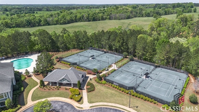 1260 Starboard Way, Greensboro, GA 30642 - aerial view of a pool area and a forest