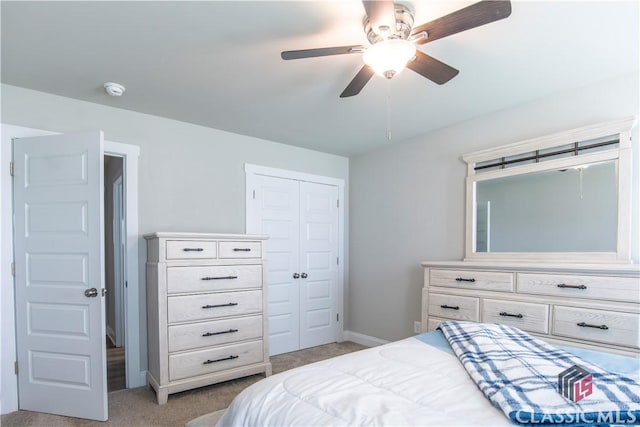 11 Rachel, Hartwell, GA 30643 - bedroom featuring light colored carpet, a closet, and ceiling fan