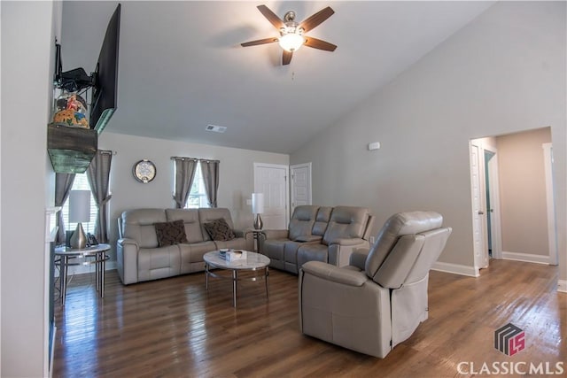 11 Rachel, Hartwell, GA 30643 - living area with a ceiling fan, high vaulted ceiling, and wood finished floors