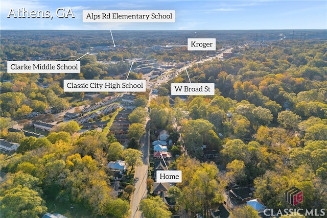 1376 Hancock Ave W, Athens, GA 30606 - aerial view of property and surrounding area featuring a forest