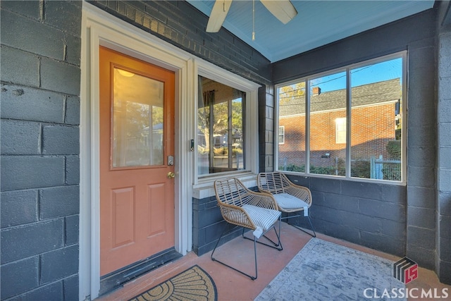1376 Hancock Ave W, Athens, GA 30606 - entrance to property featuring ceiling fan and concrete block siding