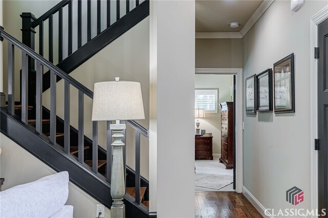 1640 Madison Ct, Bogart, GA 30622 - staircase with wood finished floors and baseboards