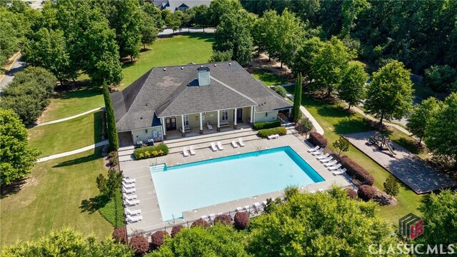 1640 Madison Ct, Bogart, GA 30622 - aerial view of property and surrounding area featuring a pool