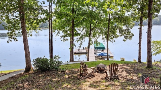 2061 Sugar Creek Trl, Buckhead, GA 30625 - dock with a water view and an outdoor fire pit