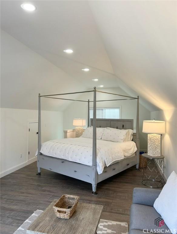 1105 Harperfield Dr, Bogart, GA 30622 - bedroom with wood finished floors, lofted ceiling, and recessed lighting