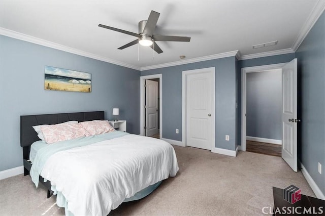 232 Township Ln, Athens, GA 30606 - bedroom featuring crown molding, carpet, and ceiling fan