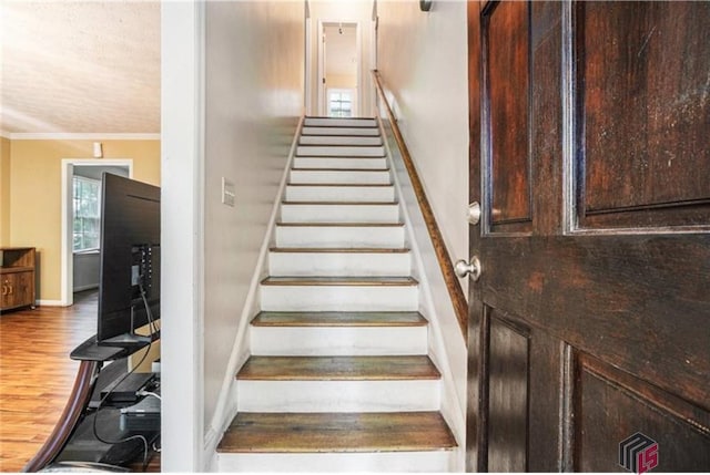 256 Frederick Dr, Athens, GA 30607 - stairs with ornamental molding and wood finished floors