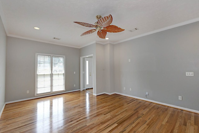8008 Lagoon Ct, Columbus, GA 31904 - spare room with light wood-style flooring, a ceiling fan, recessed lighting, and crown molding