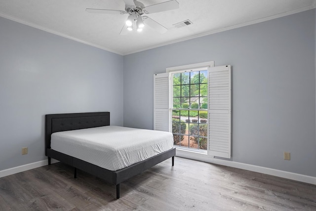 6426 Springwater Dr, Columbus, GA 31904 - bedroom featuring ornamental molding, wood finished floors, and a ceiling fan