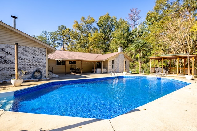 view of swimming pool featuring a patio