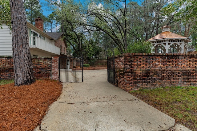 view of gate with a gazebo