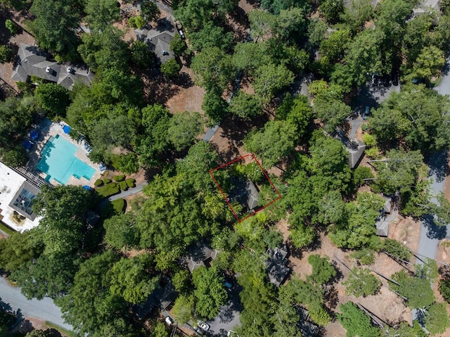 2231 Holly Ln, Pine Mountain, GA 31822 - aerial view of property and surrounding area featuring property parcel outlined and a pool