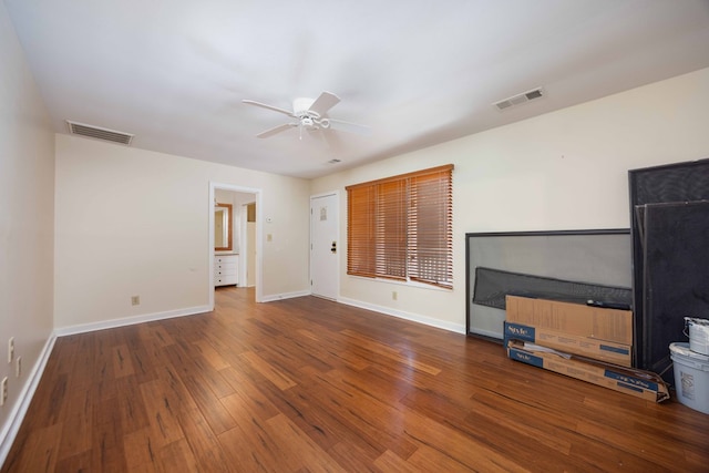 2231 Holly Ln, Pine Mountain, GA 31822 - unfurnished living room featuring a ceiling fan and wood finished floors
