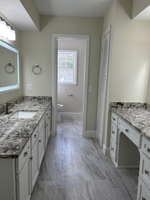 bathroom with vanity and toilet