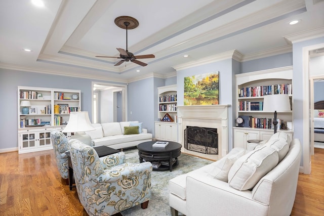 4730 Turnberry Ln Unit 15, Columbus, GA 31909 - living room featuring a ceiling fan, a fireplace, wood finished floors, ornamental molding, and recessed lighting