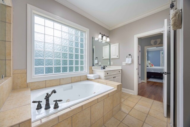 4730 Turnberry Ln Unit 15, Columbus, GA 31909 - full bathroom featuring vanity, a tub with jets, healthy amount of natural light, ornamental molding, and ensuite bathroom