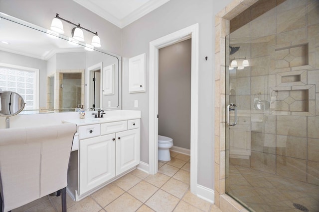 4730 Turnberry Ln Unit 15, Columbus, GA 31909 - full bath featuring ornamental molding, vanity, a shower stall, and tile patterned floors