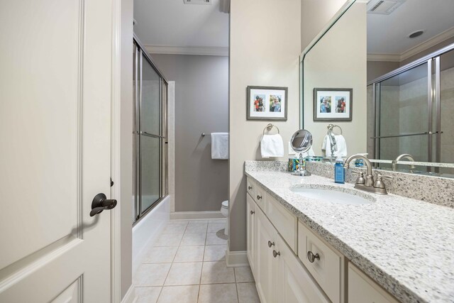 4730 Turnberry Ln Unit 15, Columbus, GA 31909 - full bathroom featuring crown molding, vanity, tile patterned flooring, and shower / bath combination with glass door