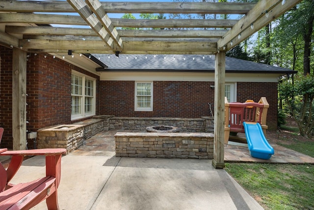 1018 Annbriar Ln, Columbus, GA 31909 - view of patio featuring a pergola and a playground