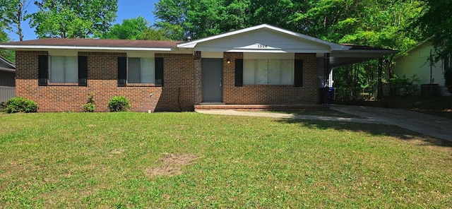 1526 Barcelona Dr, Columbus, GA 31907 - single story home featuring brick siding, a carport, driveway, and a front yard