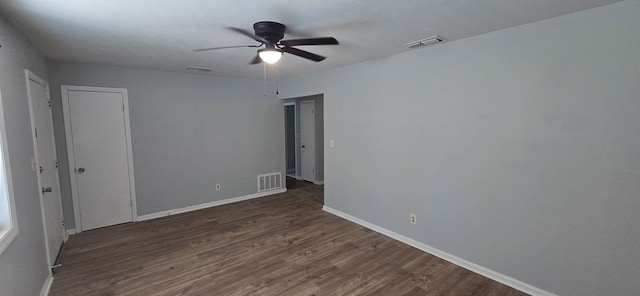 1526 Barcelona Dr, Columbus, GA 31907 - unfurnished room with dark wood finished floors, ceiling fan, baseboards, and visible vents